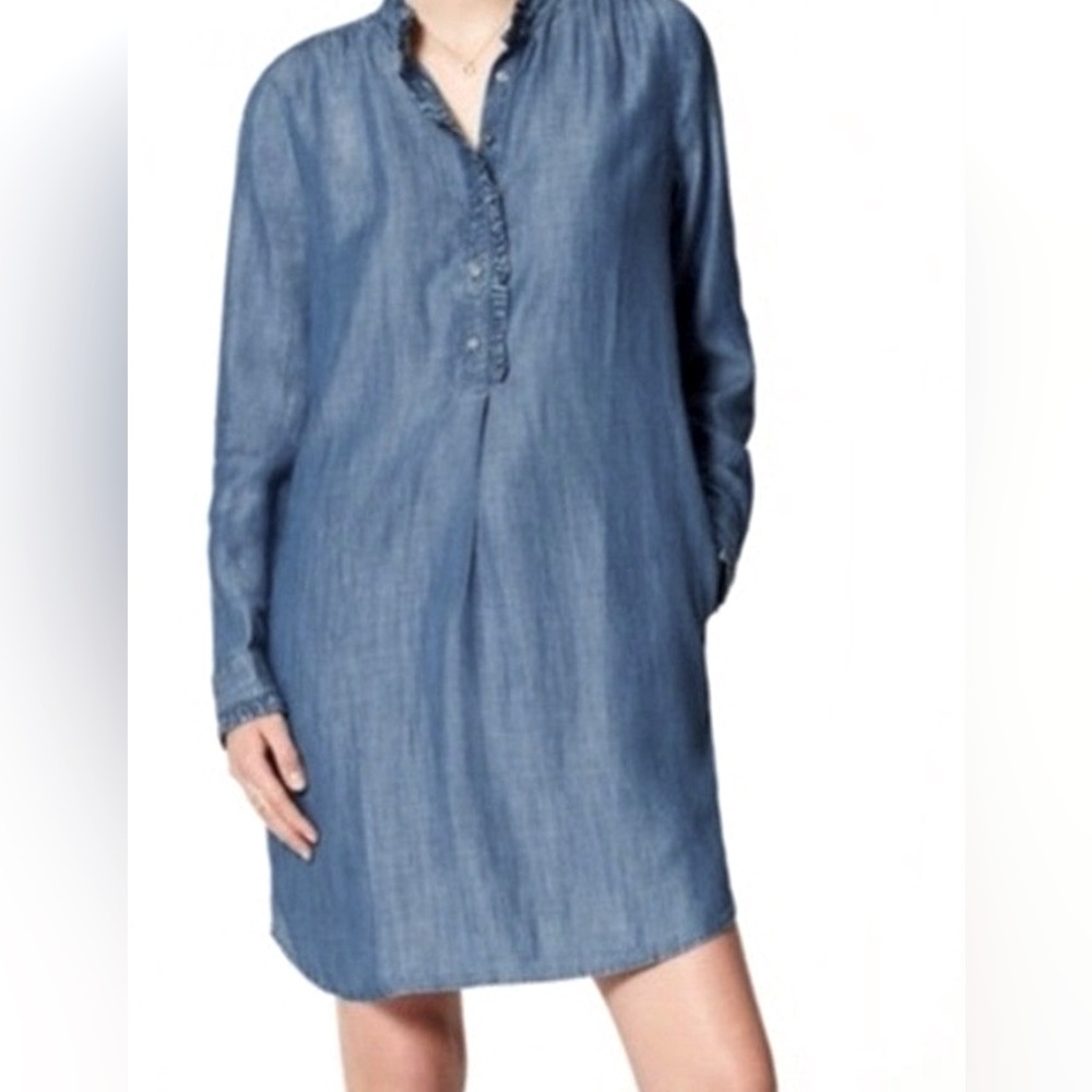 LOFT Ruffled Denim Mini Dress